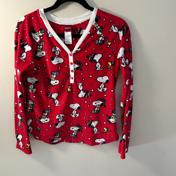 Peanuts Snoopy Pajama Set XS Red White Sleepwear Loungewear Womens - Picture 2 of 6